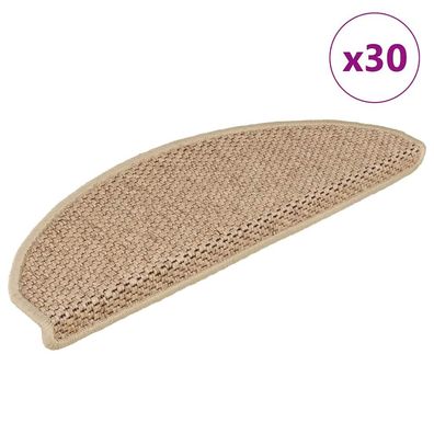 vidaXL Stufenmatten Selbstklebend Sisal-Optik 30Stk. 65x21x4cm Sand