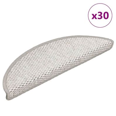 vidaXL Stufenmatten Selbstklebend Sisal-Optik 30Stk. 56x17x3cm Platina