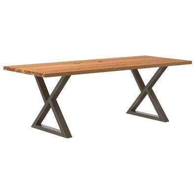 vidaXL Esstisch Hellbraun 220x90x74 cm Massivholz Eiche Rechteckig