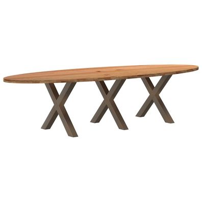 vidaXL Esstisch Hellbraun 320x120x74 cm Massivholz Eiche Oval