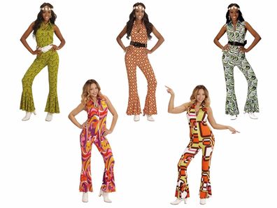 70er Jahre Jumpsuit Damen Widmann - Muster / Farbe: Retro Tubes / braun,