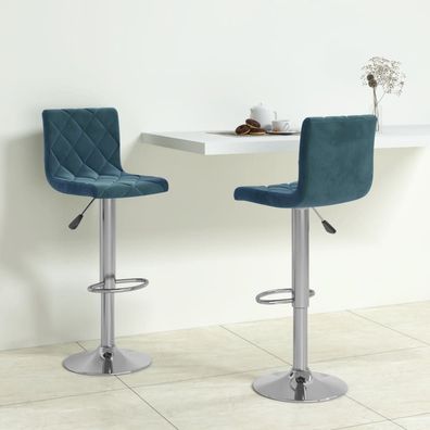 vidaXL Barhocker 2 Stk. Blau Samt