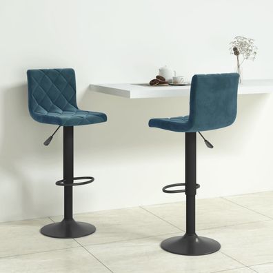 vidaXL Barhocker 2 Stk. Blau Samt