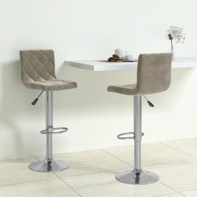 vidaXL Barhocker 2 Stk. Hellgrau Samt