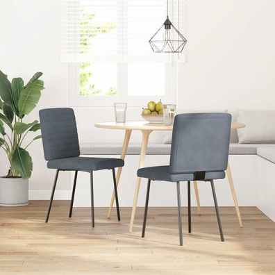 vidaXL Esszimmerstühle 2 Stk. Dunkelgrau Samt