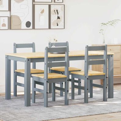 vidaXL 5-tlg. Essgruppe Panama Grau Massivholz Kiefer