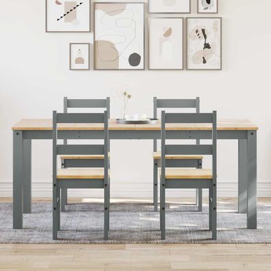 vidaXL 5-tlg. Essgruppe Panama Grau Massivholz Kiefer