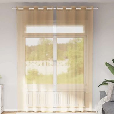 vidaXL Voile Vorhänge mit Ösen 2 Stk. Sandfarbe