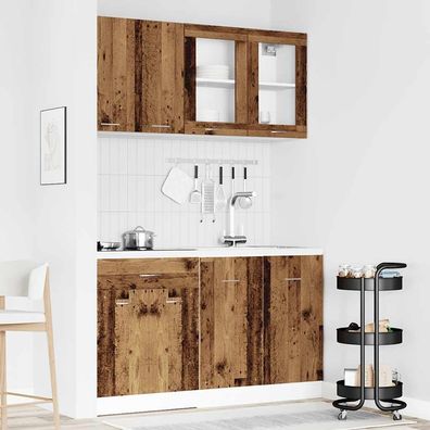 vidaXL 4-tlg. Küchenschrank-Set Lyon Altholz-Optik Holzwerkstoff