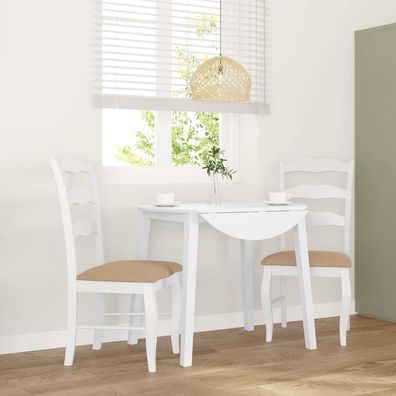 vidaXL Esszimmerstühle mit Kissen 2 Stk. Weiß Massivholz Gummibaum