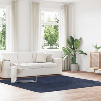vidaXL Teppich Shaggy Hochflor Navarra Marineblau 240x240 cm Polyester