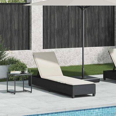 vidaXL Sonnenliege mit Auflagen Schwarz 55x200x25,5cm Poly Rattan