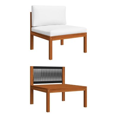 vidaXL Garten-Mittelsofa mit Auflagen Massivholz Akazie