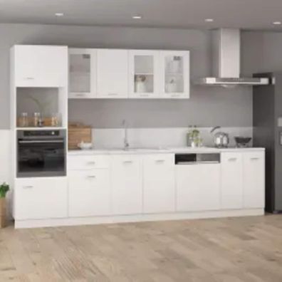 vidaXL Mikrowellenumbauschrank Lyon Weiß 60x57x207 cm Holzwerkstoff