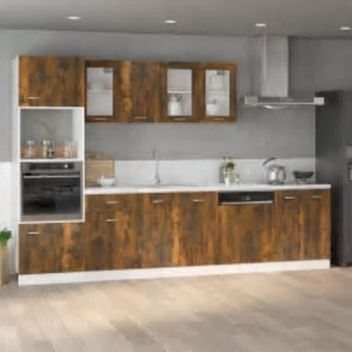 vidaXL Mikrowellenumbauschrank Lyon Räuchereiche 60x57x207 cm Holzwerkstoff