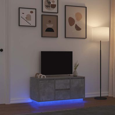 vidaXL TV-Schrank mit LED-Leuchten Betongrau 100x41x50 cm