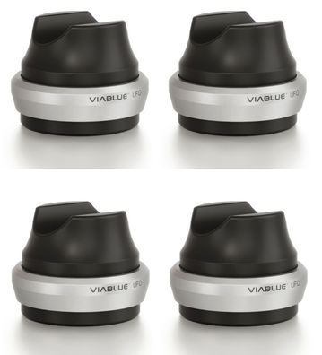 Viablue UFO DOME / HighEnd Cable Lifter / silber / 4 Stück / Kabelentkopplung