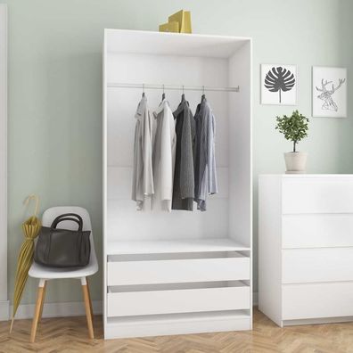 vidaXL Kleiderschrank Weiß 100x50x200 cm Holzwerkstoff