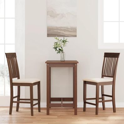 vidaXL Barhocker mit Kissen 2 Stk. Braun Massivholz Gummibaum