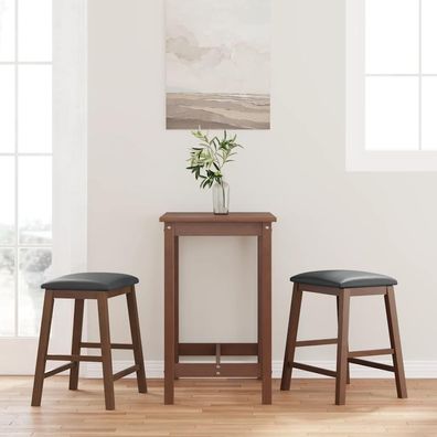 vidaXL Barstühle mit Kissen 2 Stk. Braun Massivholz Gummibaum