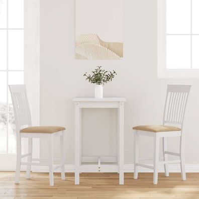vidaXL Barhocker mit Kissen 2 Stk. Weiß Massivholz Gummibaum