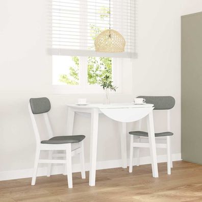 vidaXL Esszimmerstühle mit Kissen 2 Stk. Weiß Massivholz Gummibaum