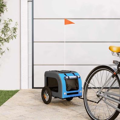 vidaXL Fahrradanhänger Hunde Blau und Grau Oxford-Gewebe und Eisen