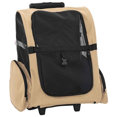 vidaXL Trolley für Haustiere 3-in-1 Sandfarbe 48x32x57 cm cm Oxford-Gewebe