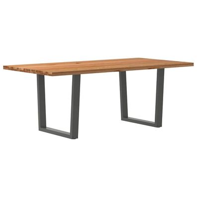 vidaXL Esstisch mit Baumkanten 200x100x74 cm Massivholz Eiche