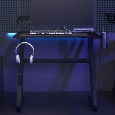 vidaXL Gaming-Schreibtisch mit ZZ-Gestell Schwarz und Rot 90x60x75 cm