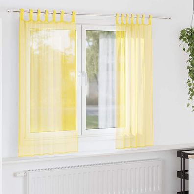 vidaXL Voile Vorhänge mit Schlaufen 2 Stk. Gelb 140x175 cm