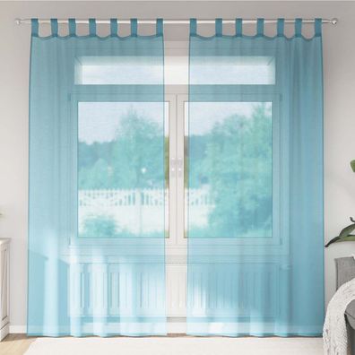 vidaXL Voile Vorhänge mit Schlaufen 2 Stk. Türkis 140x245 cm