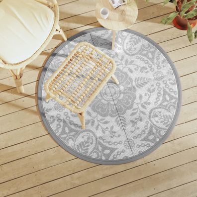 vidaXL Outdoor-Teppich ARAKIL Hellgrau Ø120 cm PP