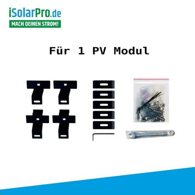 ZaunPV Montagepaket für 1 x PV-Modul Stahl Schwarz