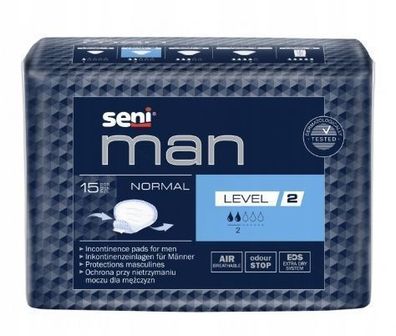 Seni Man Anatomische Einlagen fuer Herren, Standard Saugkraft, 15 Stueck