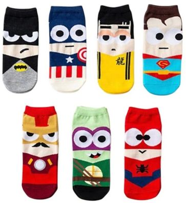 Superhelden Socken 7er Set - Unisex - Batman, Spidey, Bruce Lee