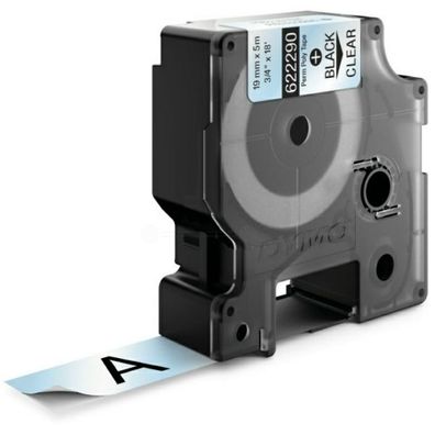 Original Dymo 622290 Etiketten schwarz auf transparent 19mm x 55m