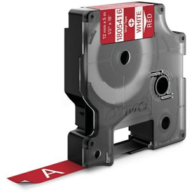 Original Dymo 1805416 Etiketten weiß auf rot 12mm x 55m