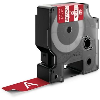Original Dymo 1805422 Etiketten weiß auf rot 19mm x 55m