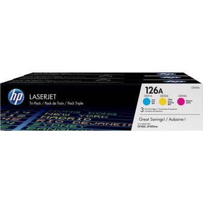 Original HP 126A CF341A Toner Set cyan magenta gelb 3 Stück