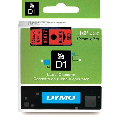 Original Dymo S0720570 45017 Etiketten schwarz auf rot 12mm x 7m