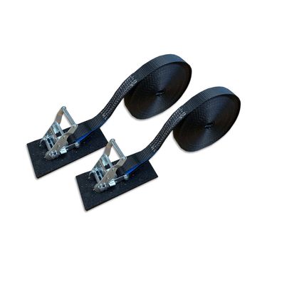 2 x Spanngurt 25m Druckratsche schwarz 800daN + Pad 200x100x8mm Made in Germany