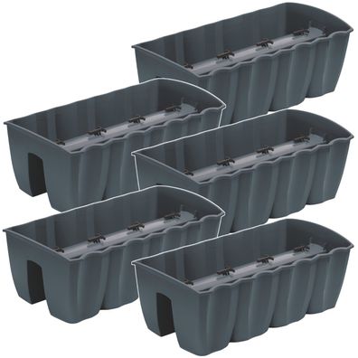 5x Balkonkasten Topf für Brüstung 58cm Prosperplast