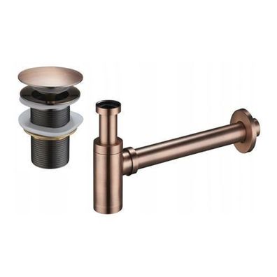 Mexen Rund Waschtisch-Siphon, Kupfer Antik, Messing