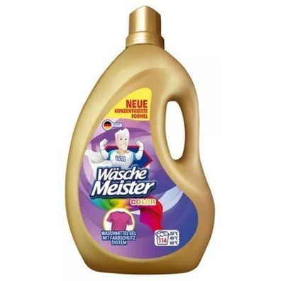 WäscheMeister Farbwaschmittel Gel 4 l - Hochleistungsformel für strahlende Farben