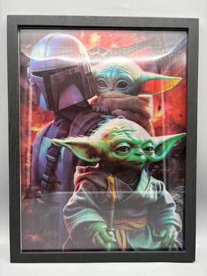 3D-Bild/Effekt-Flip-Star Wars-Darth Vaider-Meister Yoda-30x40cm-mit Rahmen