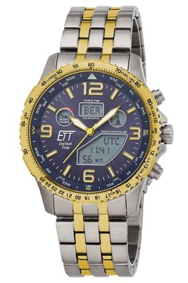 ETT Eco Tech Time Funk-Solar Herrenuhr Professional Worldtimer Bicolor EGT-11576-31M
