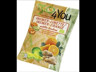 Bio4You 6x Bio-Bonbon-Ingwer-Limette & Ingwer-Orange, gefüllt 75g