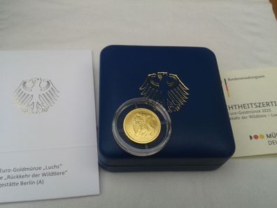 Original 20 euro 2025 Luchs A Berlin 3,89g Gold 9999er 1/8 Unze Gold