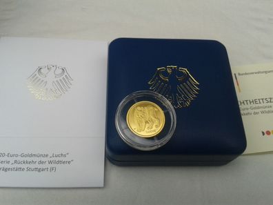 Original 20 euro 2025 Luchs F Stuttgart 3,89g Gold 9999er 1/8 Unze Gold